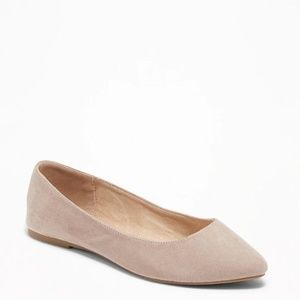 Faux Suede Pointed Ballet Flats